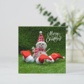 Golf Merry Kerstmis met golfbal en Snowman Kaart (Staand voorkant)