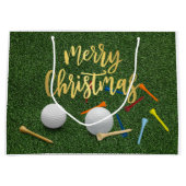 Golf Merry Kerstmis met golfbal en t-shirt Groot Cadeauzakje (Voorkant)