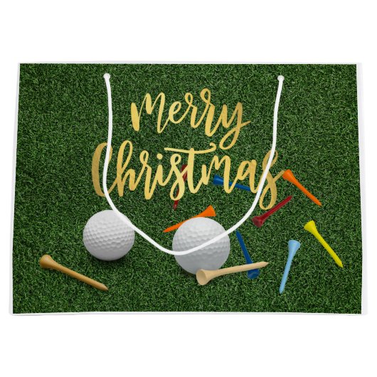 Golf Merry Kerstmis met golfbal en t-shirt Groot Cadeauzakje (Voorkant)