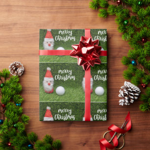 Golf Merry Kerstmis met golfbal op groen Cadeaupapier