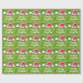 Golf Merry Kerstmis met golfbal op groen Cadeaupapier (Vlak)