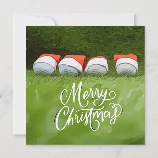 Golf Merry Kerstmis met golfbal op groen gras Kaart (Voorkant)