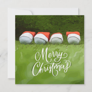 Golf Merry Kerstmis met golfbal op groen gras Kaart