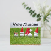 Golf Merry Kerstmis met golfbal Santa Hat Briefkaart (Staand voorkant)