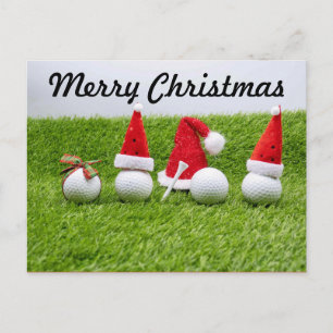 Golf Merry Kerstmis met golfbal Santa Hat Briefkaart
