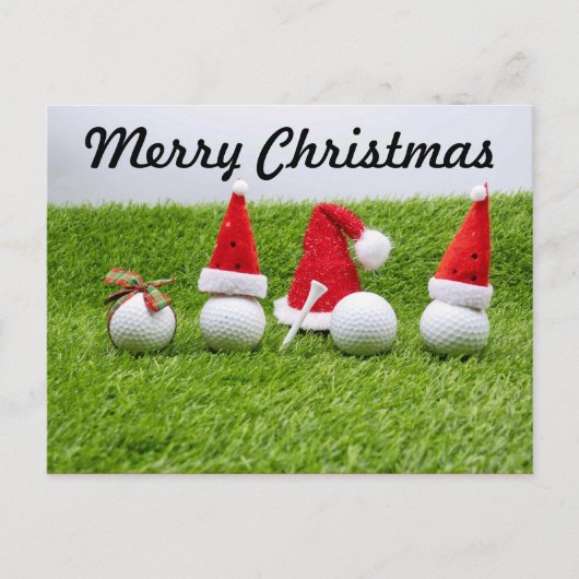 Golf Merry Kerstmis met golfbal Santa Hat Briefkaart (Voorkant)