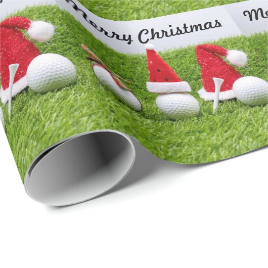 Golf Merry Kerstmis met golfbal Santa Hat Cadeaupapier (Rol Hoek)