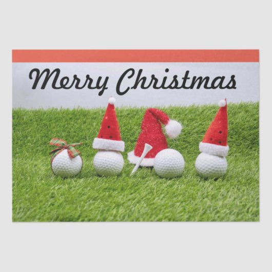 Golf Merry Kerstmis met golfbal Santa Hat Tissuepapier (Voorkant)