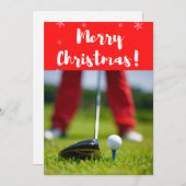Golf Merry Kerstmis met Golfer Golfing op groen Feestdagenkaart (Voorkant / Achterkant)