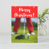Golf Merry Kerstmis met Golfer Golfing op groen Feestdagenkaart (Staand voorkant)
