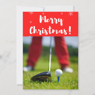 Golf Merry Kerstmis met Golfer Golfing op groen Feestdagenkaart