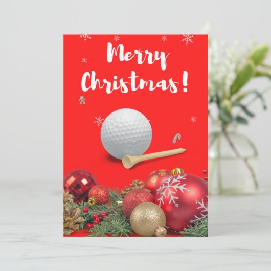 Golf Merry Kerstmis met Golfer met ornament Feestdagenkaart (Staand voorkant)