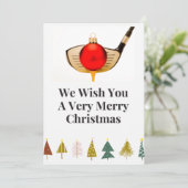 Golf Merry Kerstmis met Golfer met Ornament Feestdagenkaart (Staand voorkant)