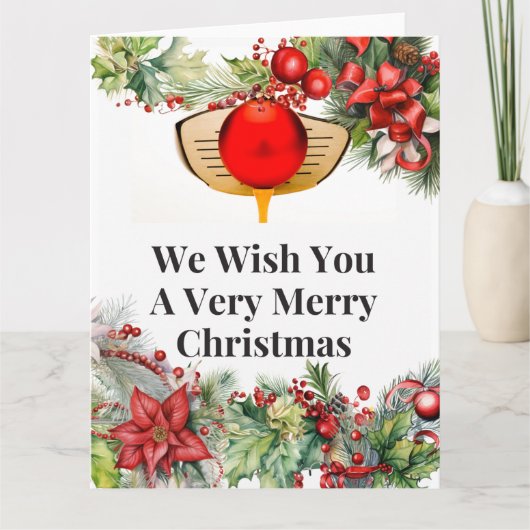 Golf Merry Kerstmis met Golfer met Ornament Kaart (Voorkant)