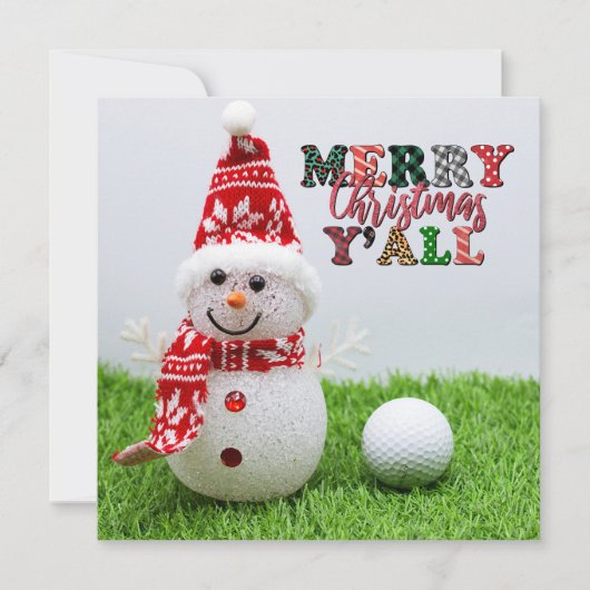 Golf Merry Kerstmis met Golfer met Snowman Kaart (Voorkant)