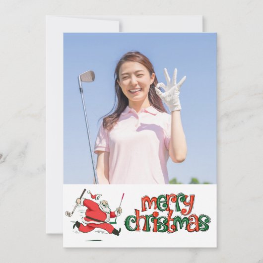 Golf Merry Kerstmis met je eigen foto Feestdagenkaart (Voorkant)