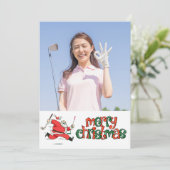Golf Merry Kerstmis met je eigen foto Feestdagenkaart (Staand voorkant)