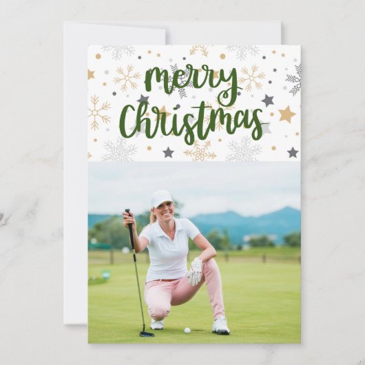 Golf Merry Kerstmis met je eigen foto Feestdagenkaart (Voorkant)