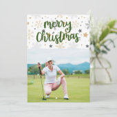 Golf Merry Kerstmis met je eigen foto Feestdagenkaart (Staand voorkant)