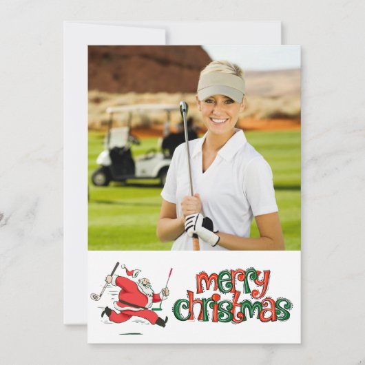 Golf Merry Kerstmis met je eigen foto Feestdagenkaart (Voorkant)