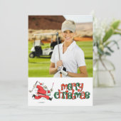 Golf Merry Kerstmis met je eigen foto Feestdagenkaart (Staand voorkant)