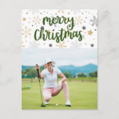 Golf Merry Kerstmis met je eigen foto Holiday C Feestdagenkaart (Voorkant)