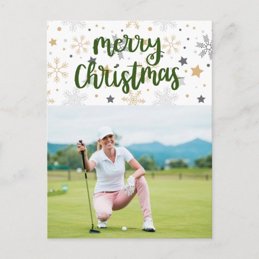 Golf Merry Kerstmis met je eigen foto Holiday C Feestdagenkaart (Voorkant)