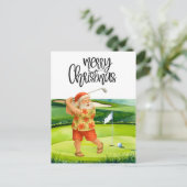 Golf Merry Kerstmis met kerstman Briefkaart (Staand voorkant)