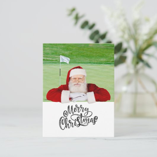 Golf Merry Kerstmis met kerstman Briefkaart (Staand voorkant)