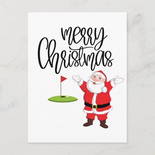 Golf Merry Kerstmis met kerstman Briefkaart (Voorkant)