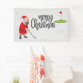Golf Merry Kerstmis met kerstman en vlag  Spandoek (Insitu)