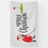 Golf Merry Kerstmis met kerstman en vlag  Spandoek (Verticaal)