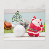 Golf Merry Kerstmis met kerstman Feestdagenkaart (Voorkant)