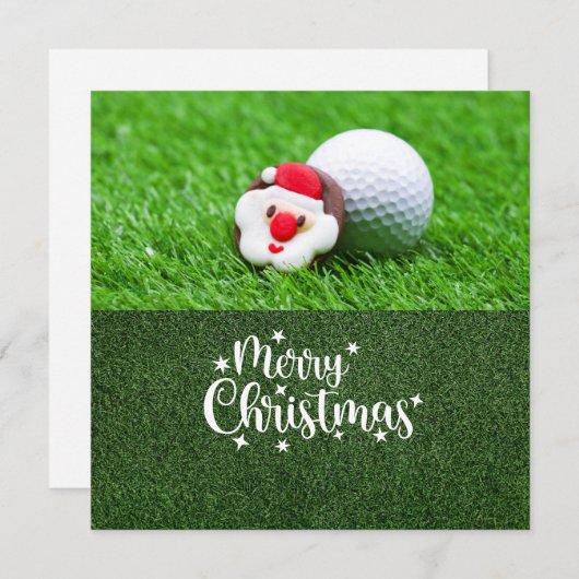 Golf Merry Kerstmis met kerstman Feestdagenkaart (Voorkant / Achterkant)