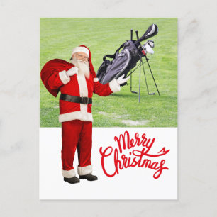 Golf Merry Kerstmis met kerstman Feestdagenkaart
