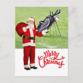 Golf Merry Kerstmis met kerstman Feestdagenkaart (Voorkant)