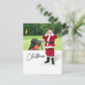 Golf Merry Kerstmis met kerstman Feestdagenkaart (Staand voorkant)