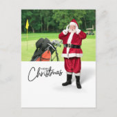 Golf Merry Kerstmis met kerstman Feestdagenkaart (Voorkant)