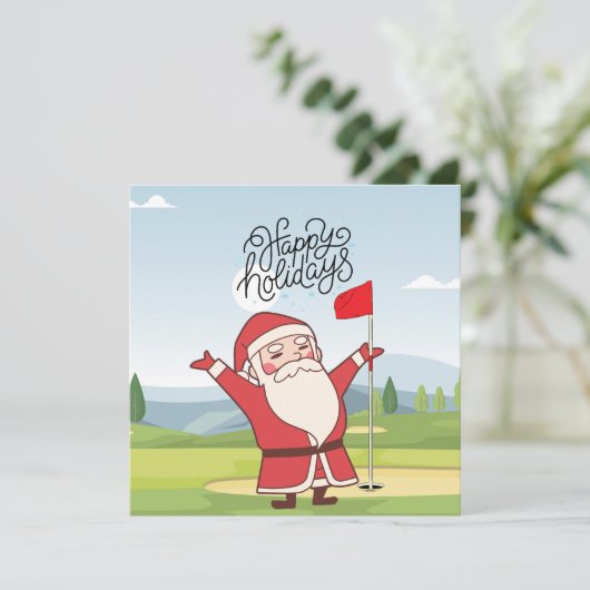 Golf Merry Kerstmis met kerstman Kaart (Staand voorkant)