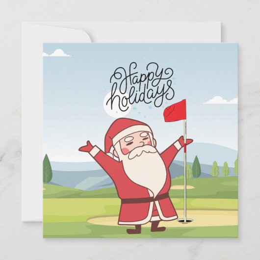 Golf Merry Kerstmis met kerstman Kaart (Voorkant)