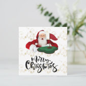 Golf Merry Kerstmis met kerstman Kaart (Staand voorkant)