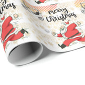 Golf Merry Kerstmis met kerstman met karretje Cadeaupapier (Rol Hoek)