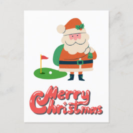 Golf Merry Kerstmis met Kerstman op golfbaan Briefkaart