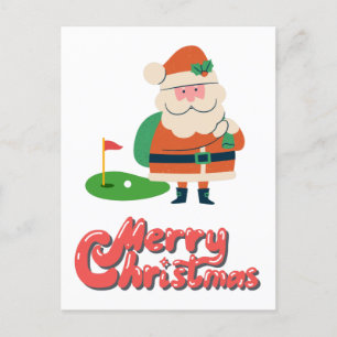 Golf Merry Kerstmis met Kerstman op golfbaan Briefkaart