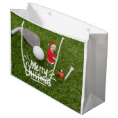 Golf Merry Kerstmis met kerstman op groen Groot Cadeauzakje (Voorkant Gekanteld)