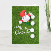Golf Merry Kerstmis met kerstman op groen Kaart (Voorkant)