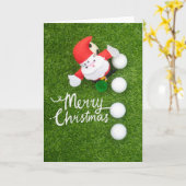 Golf Merry Kerstmis met kerstman op groen Kaart (Gele Bloem)