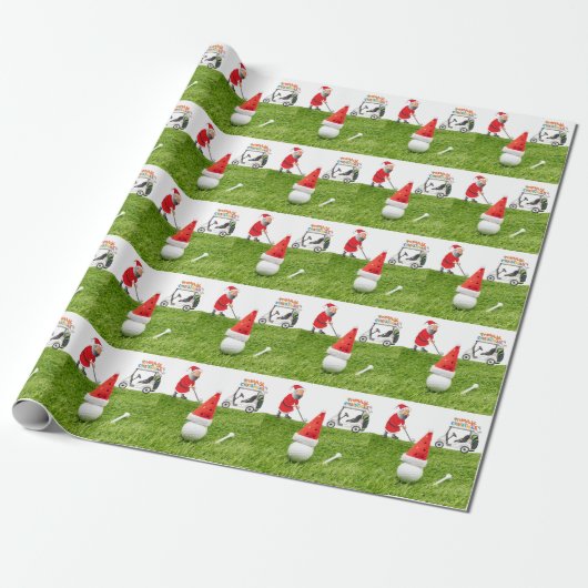 Golf Merry Kerstmis met kerstman tot Golfer Cadeaupapier (Uitgerold)