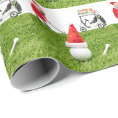 Golf Merry Kerstmis met kerstman tot Golfer Cadeaupapier (Rol Hoek)