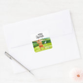 Golf Merry Kerstmis met kerstman Vierkante Sticker (Envelop)